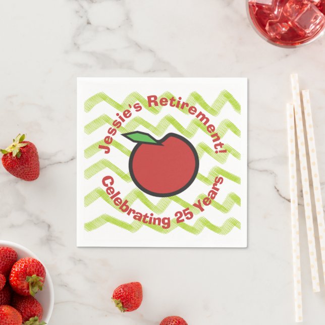 Teacher Retirement Red Apple Personalize Napkin (Insitu)