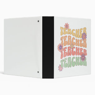 Teacher retro style text design binder