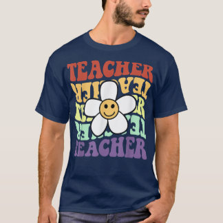 teacher retro sunflower smile face back to school T-Shirt