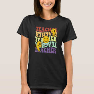 teacher retro sunflower smile face back to school  T-Shirt