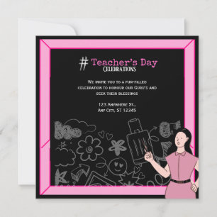 Teacher’s Day Save the Date Card – Pink & Black