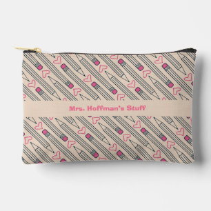 Teacher’s stuff - pencils and hearts pencil case accessory pouch