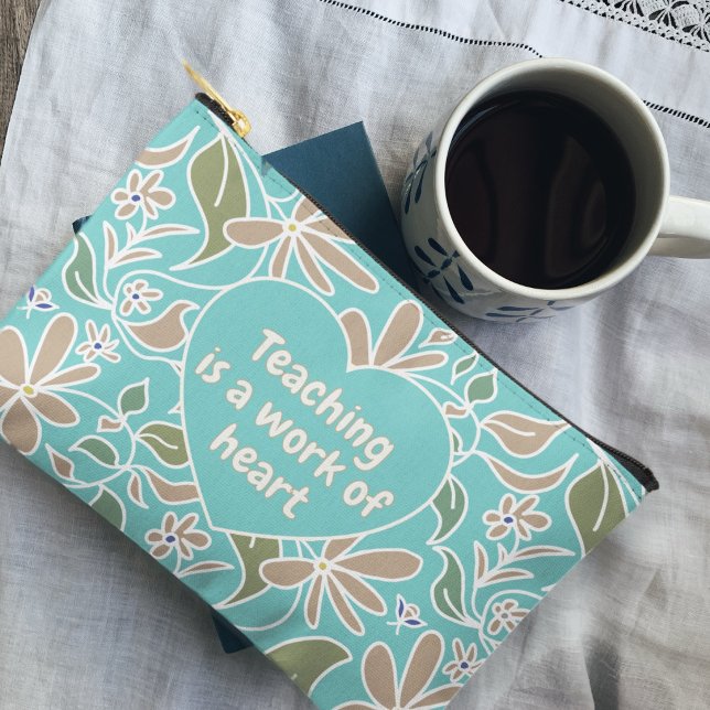Teacher Saying Baby Blue Botanical Accessory Pouch (Creator Uploaded)