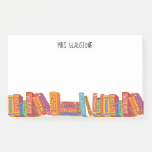 Teacher School Books Add Name 10 x 6 Post-it Notes
