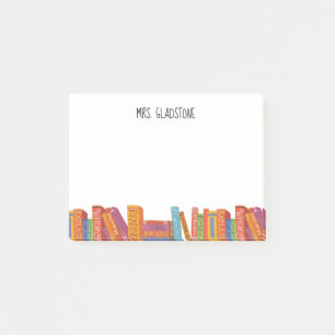 Teacher School Books Add Name 4 x 3 Post-it Notes