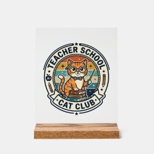 Teacher School Cat Cute Kitty Design - Teacher Sch Acrylic Sign