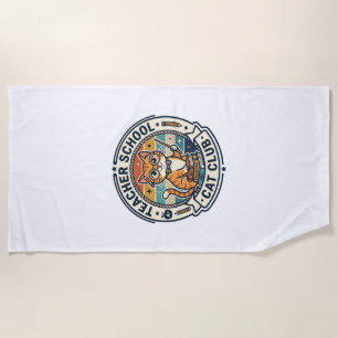 Teacher School Cat Cute Kitty Design - Teacher Sch Beach Towel