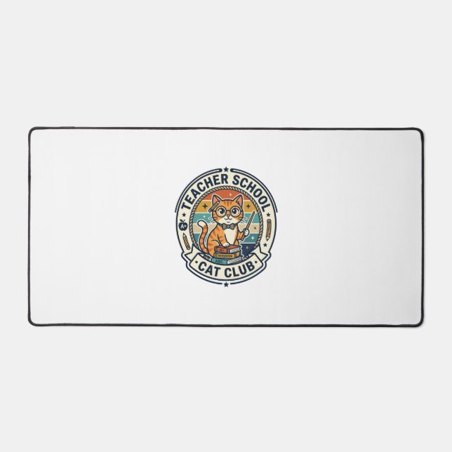 Teacher School Cat Cute Kitty Design - Teacher Sch Desk Mat (Front)