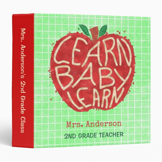 Teacher School Classroom Apple | Learn Baby | Name Binder (Front/Spine)