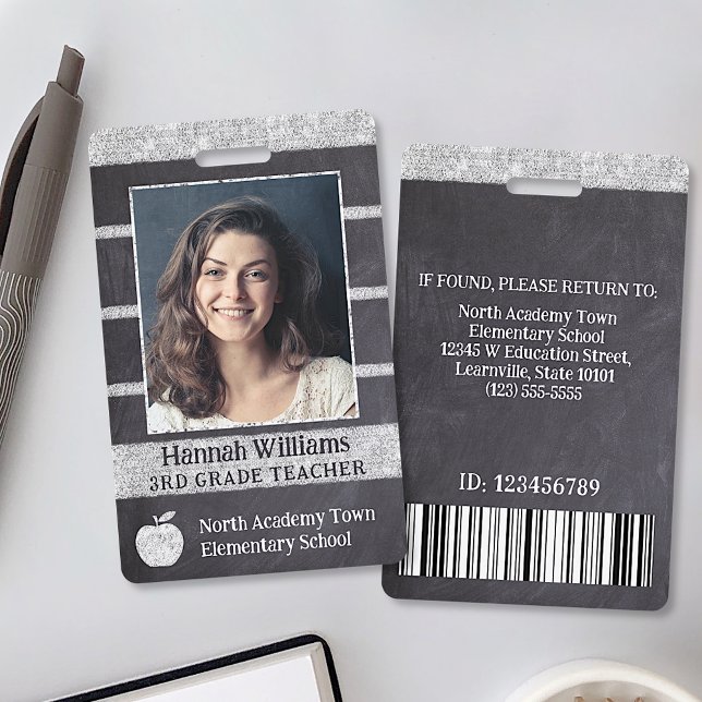 Teacher School Custom Employee Photo Logo Bar Code Badge (Creator Uploaded)