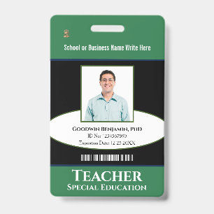Teacher School Employee Photo Name Logo Custom  Badge