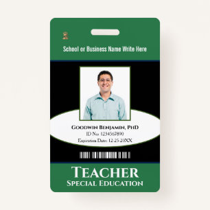Teacher School Employee Photo Name Logo Custom Badge
