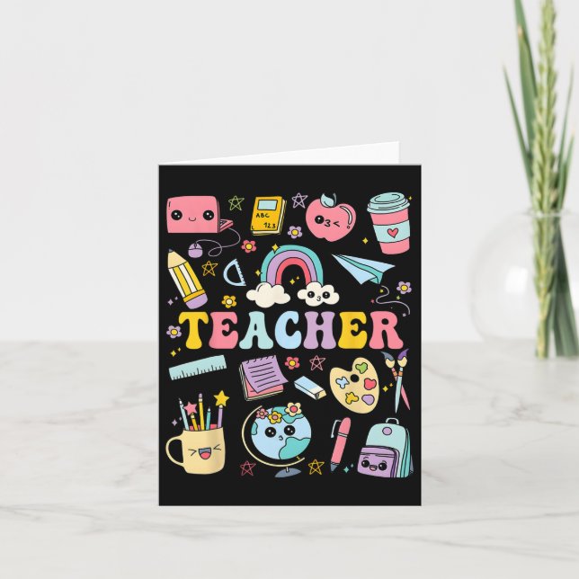 Teacher Shirt Groovy Teacher Back To School For Me Card (Front)