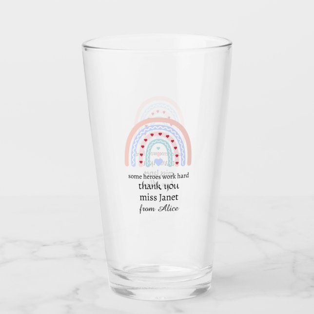 Teacher Simple Christmas Thank You Rainbow Gift Glass (Front)