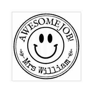 Teacher Smile Emoji Custom Self-inking Stamp