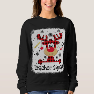 Teacher Squad Cute Red Plaid Reindeer Snow Lover C Sweatshirt
