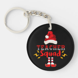 Teacher Squad Funny Santa Christmas Keychain