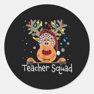 Teacher Squad Reindeer Teacher Christmas Xmas Classic Round Sticker
