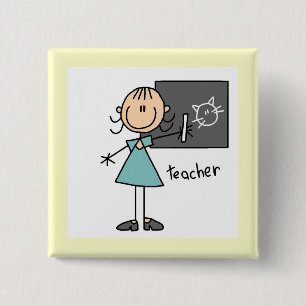 Teacher Stick Figure 2 Inch Square Button