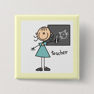 Teacher Stick Figure 2 Inch Square Button
