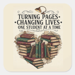 Teacher Sticker Turning Pages Book Heart Quote