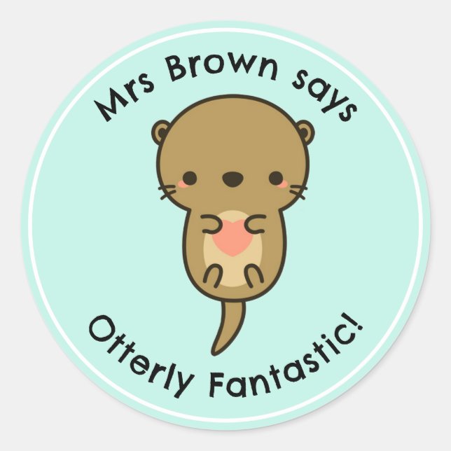 Teacher Stickers Personalized Funny Otter Reward (Front)
