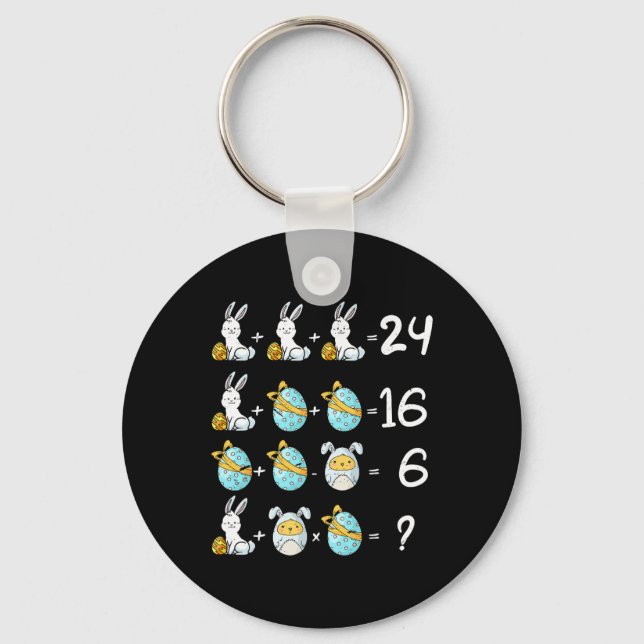 Teacher Student Math Operations Quiz Easter Chicke Keychain (Front)