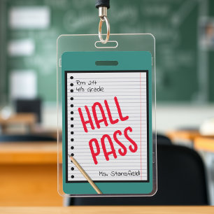 Teacher Student Paper Classroom Bathroom Hall Pass Badge