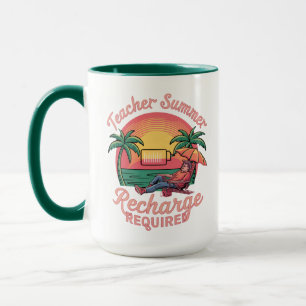 Teacher Summer Recharge Required Last Day School Mug