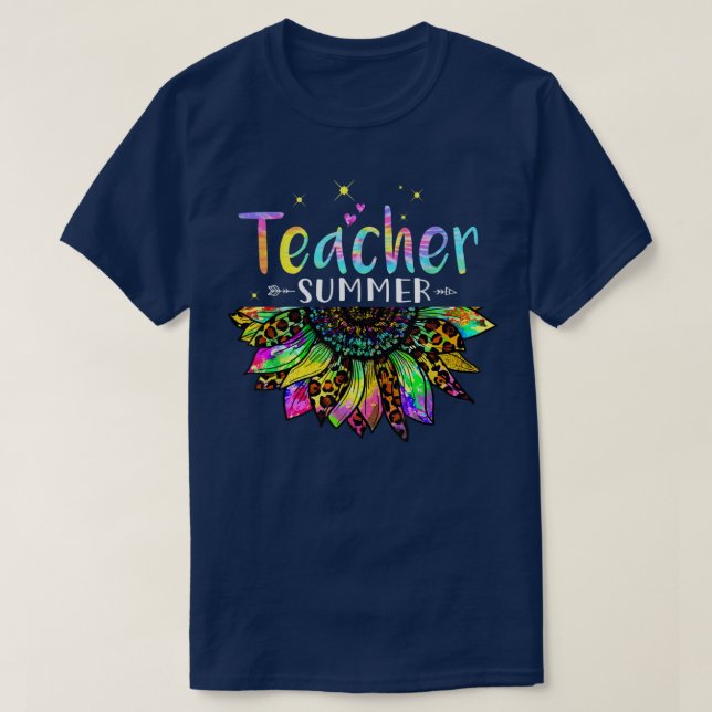 Teacher Summer Sunflower Tie Dye Vacation  T-Shirt (Design Front)