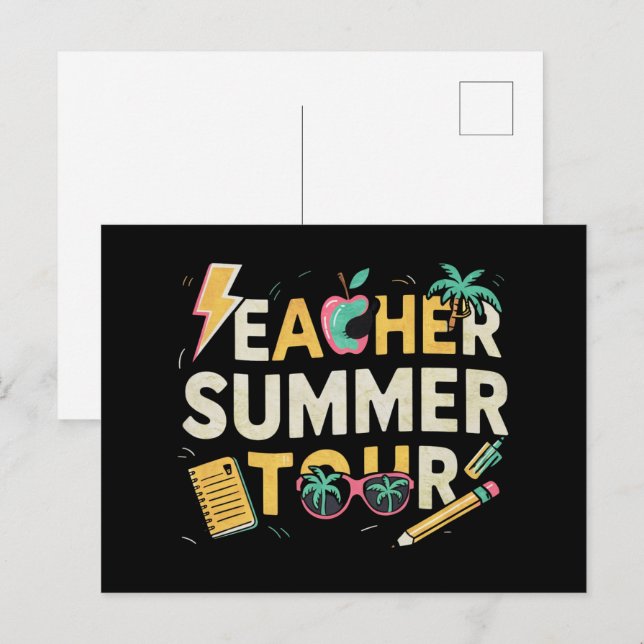 Teacher Summer Tour 2024 Last Day of School  Postcard (Front/Back)