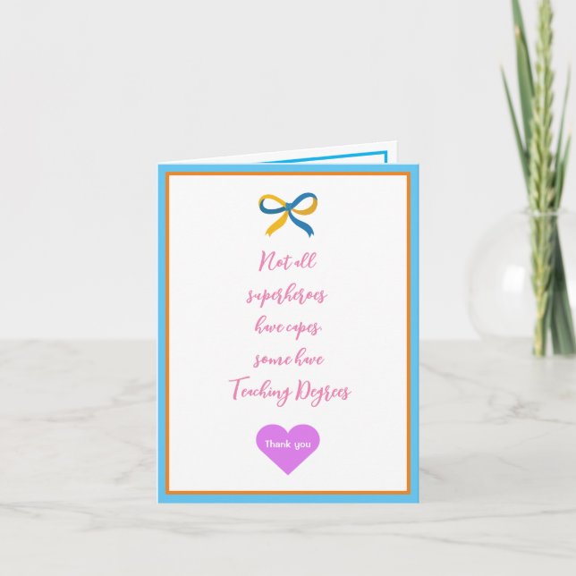 Teacher Super Hero Thank you card (Front)