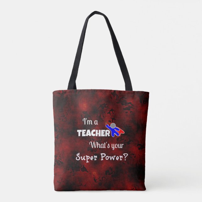 Teacher Superhero Tote Bag (Back)