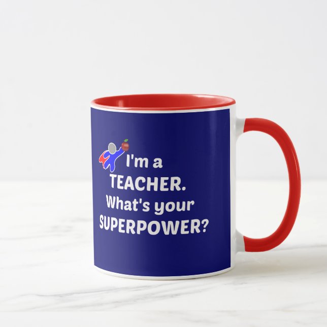 Teacher Superhero - White Text Mug (Right)