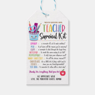 Teacher survival kit gift Tag