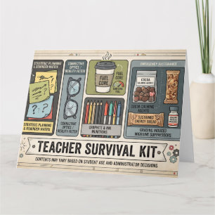 "Teacher Survival Kit" Humourous Educator Supply  Card