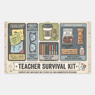 "Teacher Survival Kit" Humourous Educator Supply Sticker