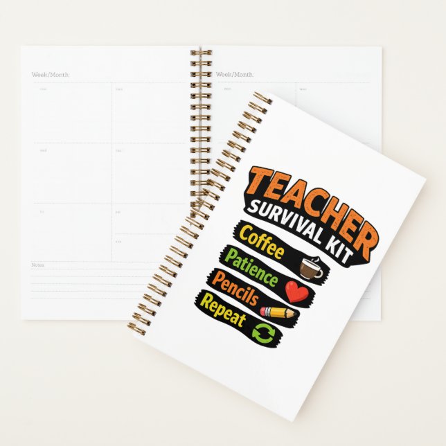 Teacher Survival Kit Spiral Notebook Planner (Display)