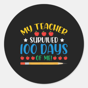 Teacher Survived 100 Days Of Me Fun 100 Days Of Sc Classic Round Sticker