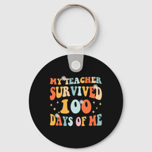 Teacher Survived 100 Days Of Me Fun 100 School Day Keychain