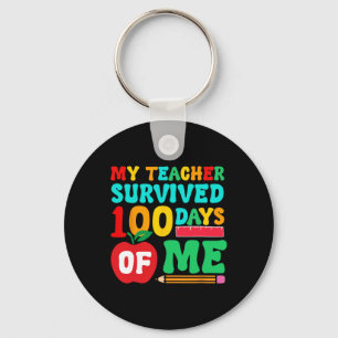 Teacher Survived 100 Days Student School Pencil Le Keychain
