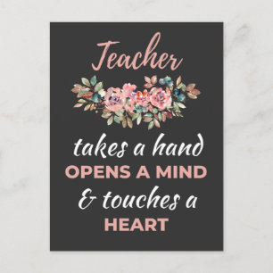 Teacher Takes A Hand Opens A Mind   Postcard