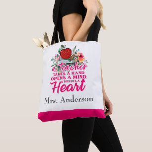 Teacher Takes Hand Personalized Gift For Teacher Tote Bag