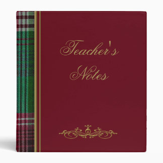 Teacher Tartan School Binder Green, Red Blue