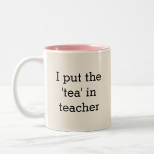 Teacher Tea Lover Cream Personalized Novelty Two-Tone Coffee Mug