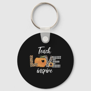 Teacher teach love inspire fall autumn pumpkin keychain