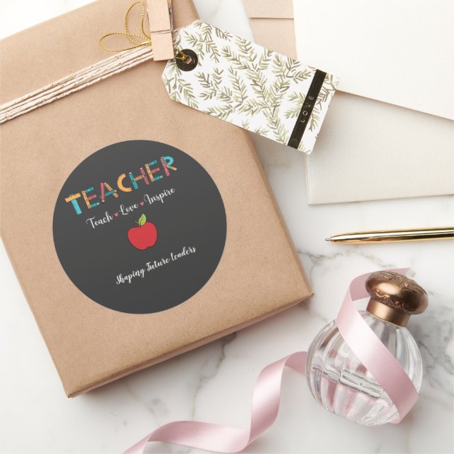 Teacher Teach Love Inspire Hoodies Classic Round Sticker (Gifting)