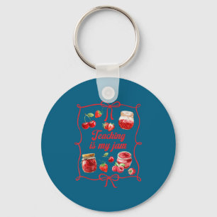 Teacher Teach Loves Insre Strawberry Teaching Is M Keychain