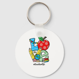 Teacher Teaching Stuff Love Apple Symbol Keychain