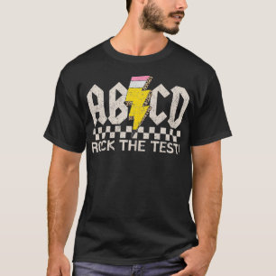 Teacher Testing Retro ABCD Rock The Test Day Funny T-Shirt